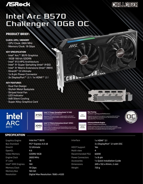 
			Відеокарти Intel Arc B580 / B570 швидші за NVIDIA RTX 4060 Ti — компанія назвала дату виходу, ASRock показала характеристики			